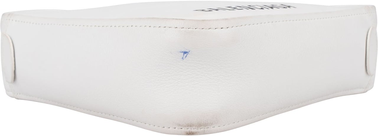 Balenciaga White. Leather Triangle Duffle S Crossbody Handbag Wit