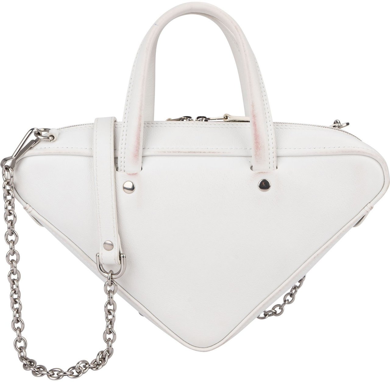 Balenciaga White. Leather Triangle Duffle S Crossbody Handbag Wit