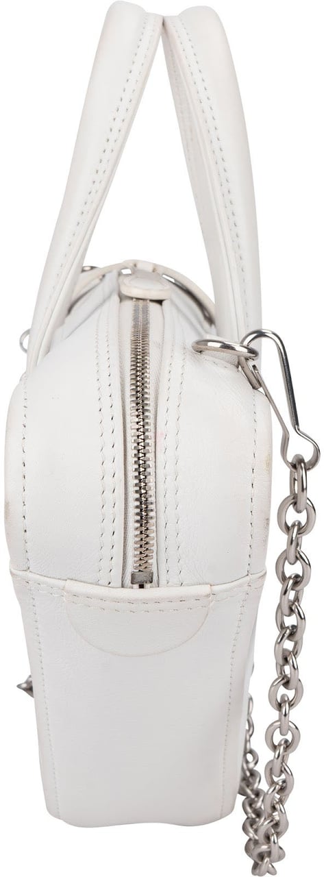 Balenciaga White. Leather Triangle Duffle S Crossbody Handbag Wit