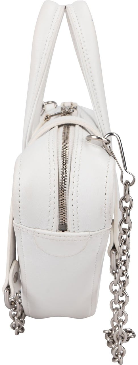 Balenciaga White. Leather Triangle Duffle S Crossbody Handbag Wit