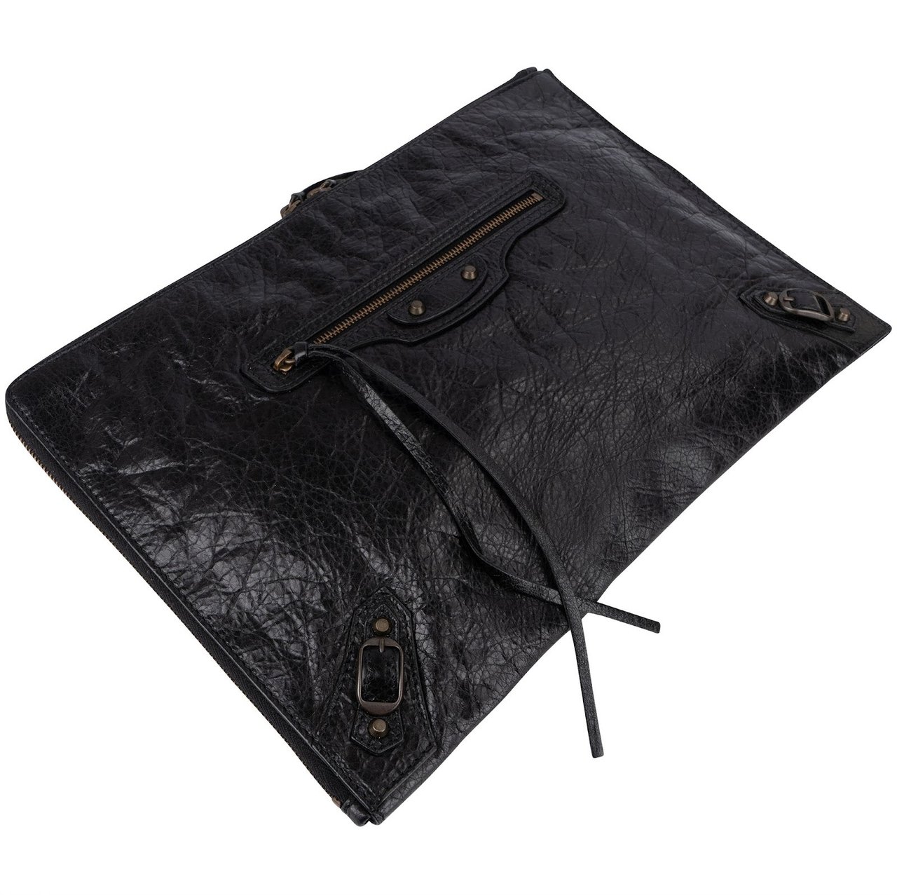 Balenciaga Balck Leather Classic Envelope Clutch Zwart