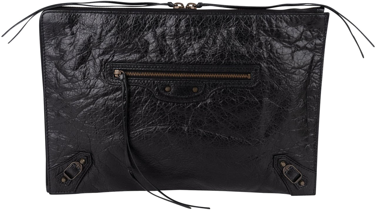 Balenciaga Balck Leather Classic Envelope Clutch Zwart