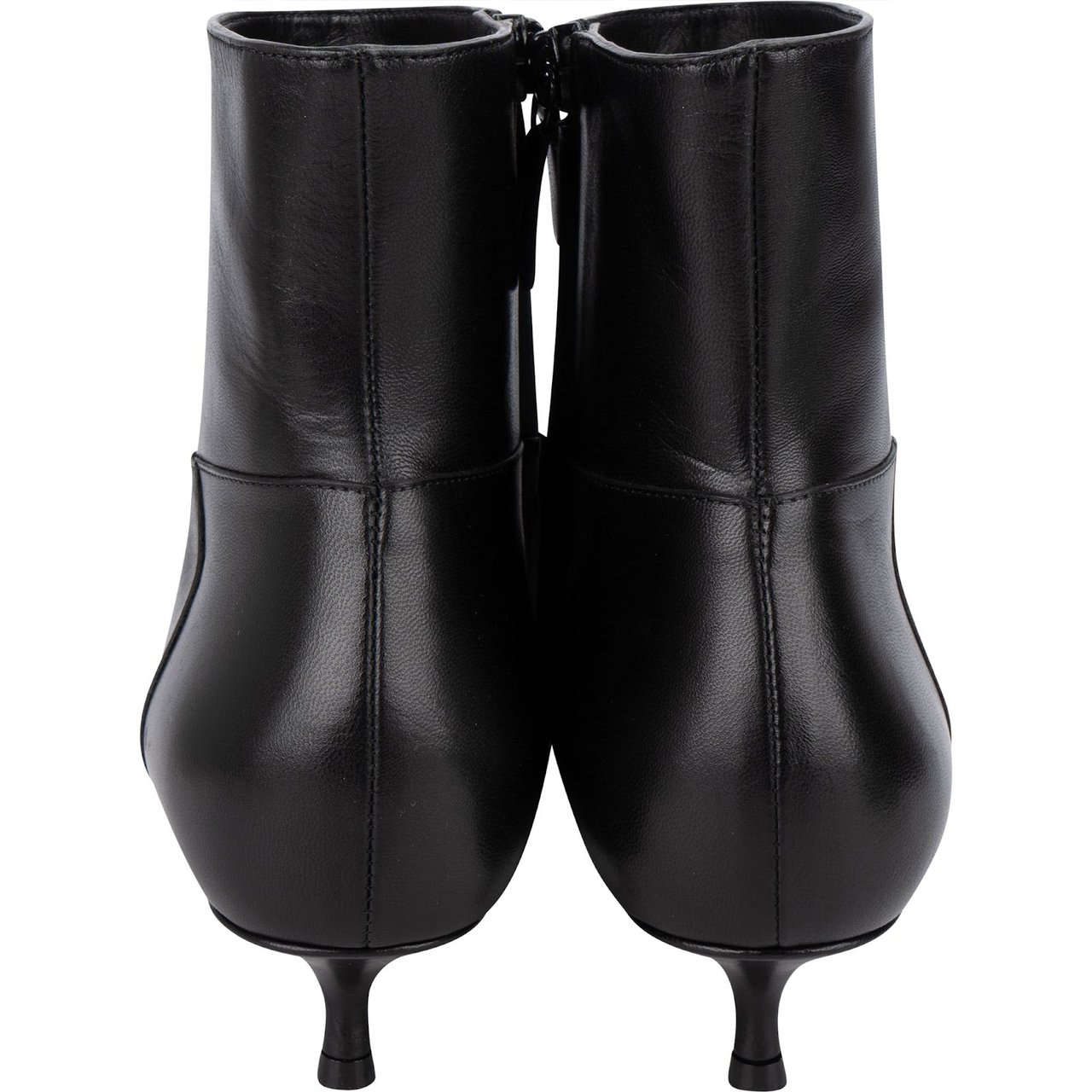 Balenciaga Fashion Show Black Leather Pointed Toe Kitten Heel Ankle Boots (37) Zwart