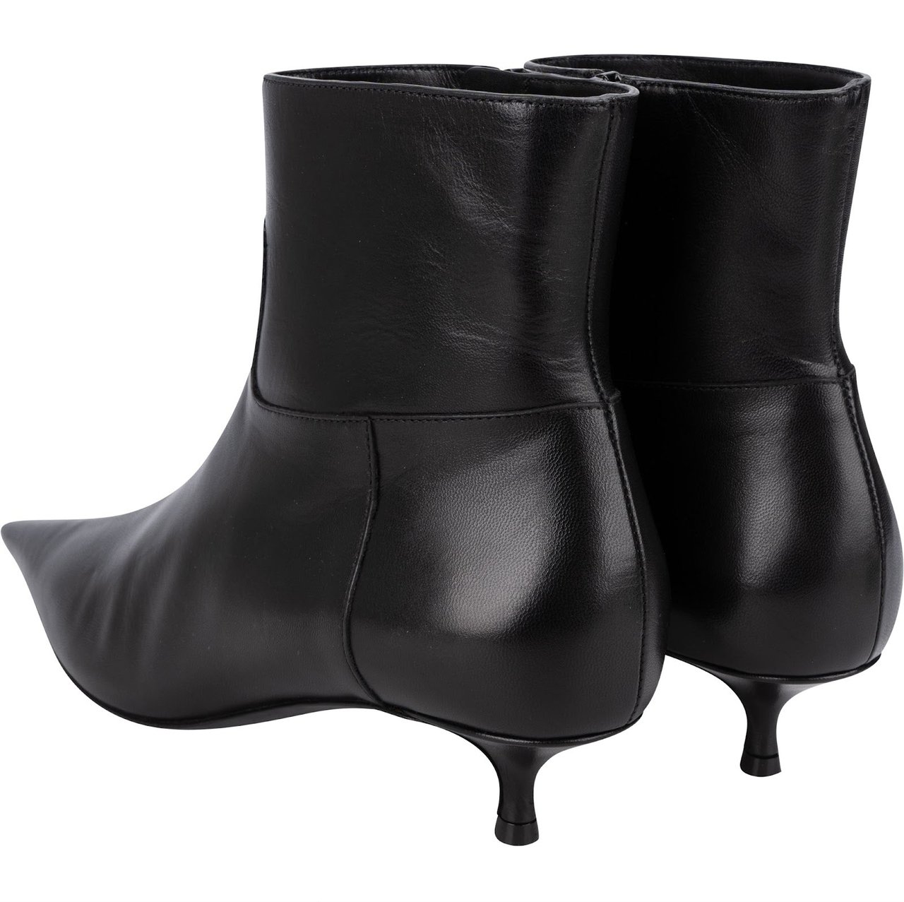 Balenciaga Fashion Show Black Leather Pointed Toe Kitten Heel Ankle Boots (37) Zwart