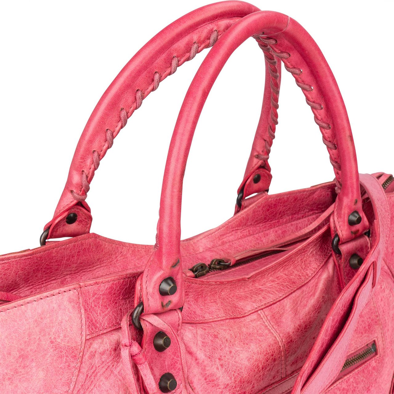 Balenciaga Balenciaga Pink Leather City Handbag Roze