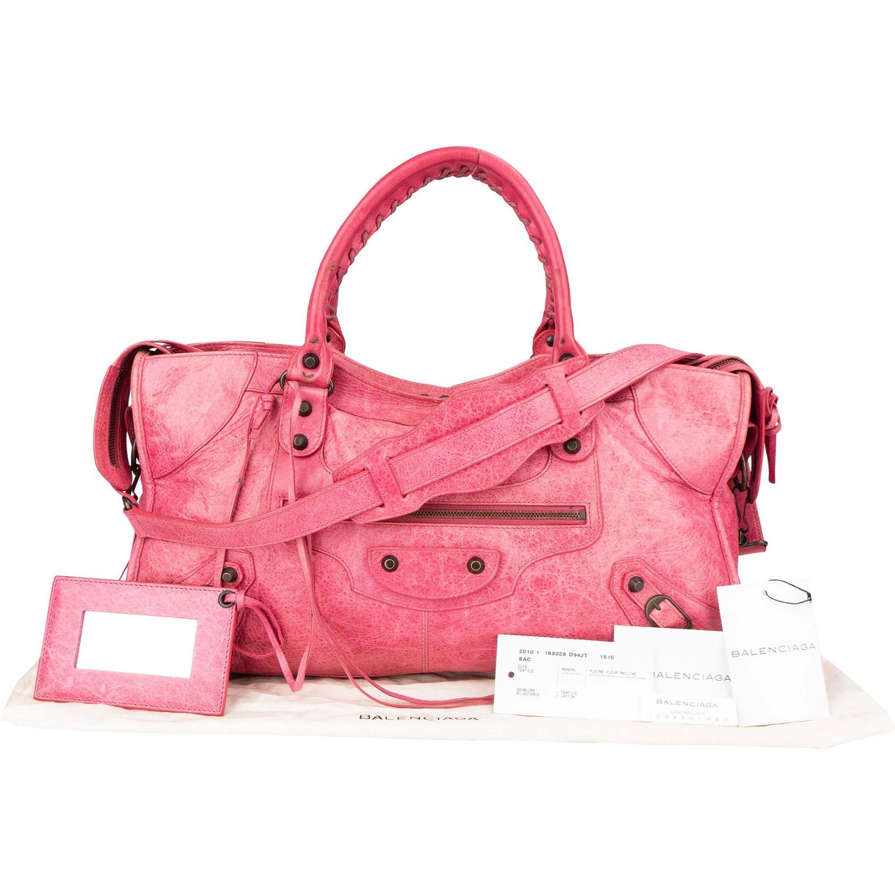 Balenciaga Balenciaga Pink Leather City Handbag Roze