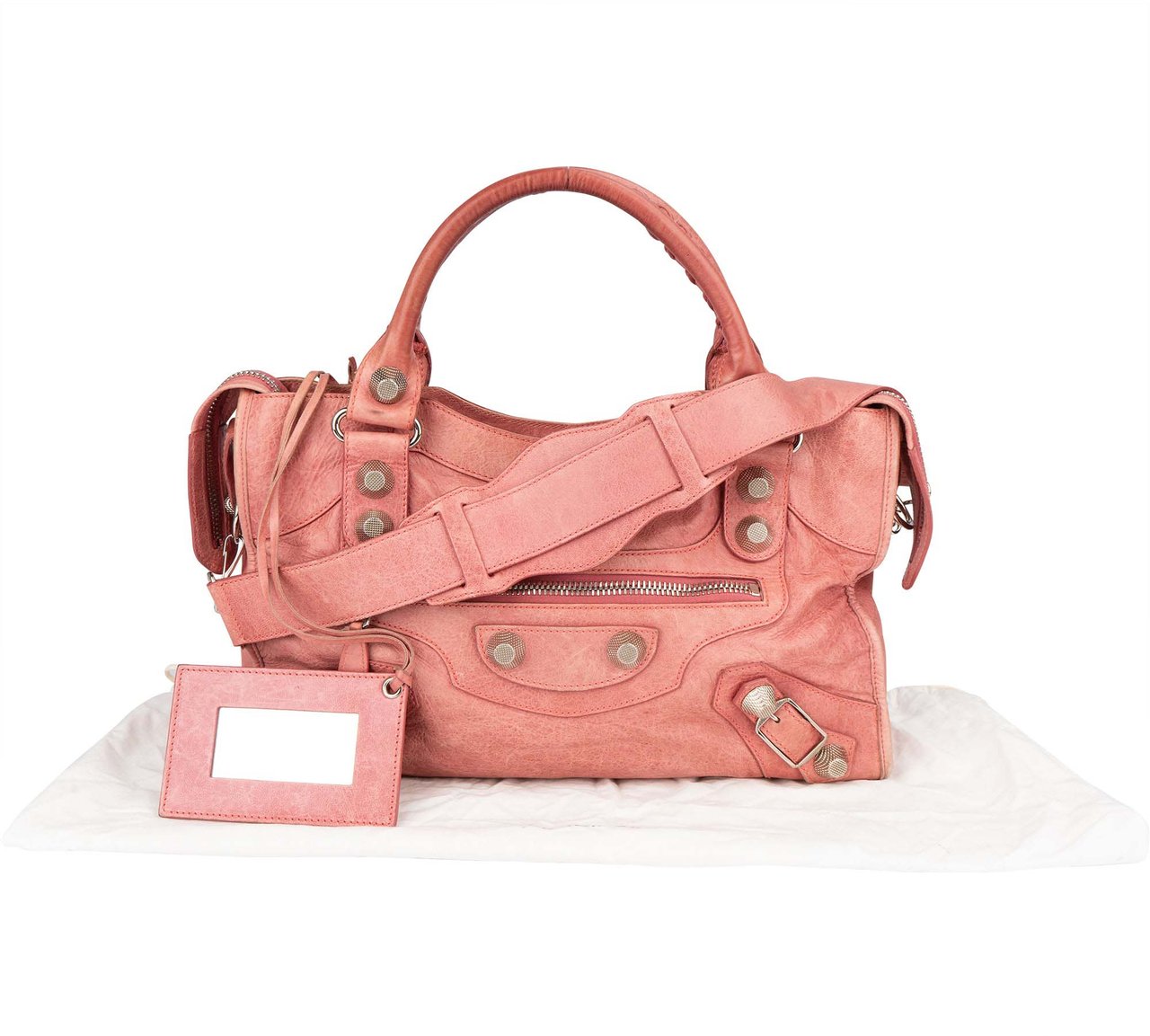 Balenciaga Balenciaga Pink Leather City Handbag Roze