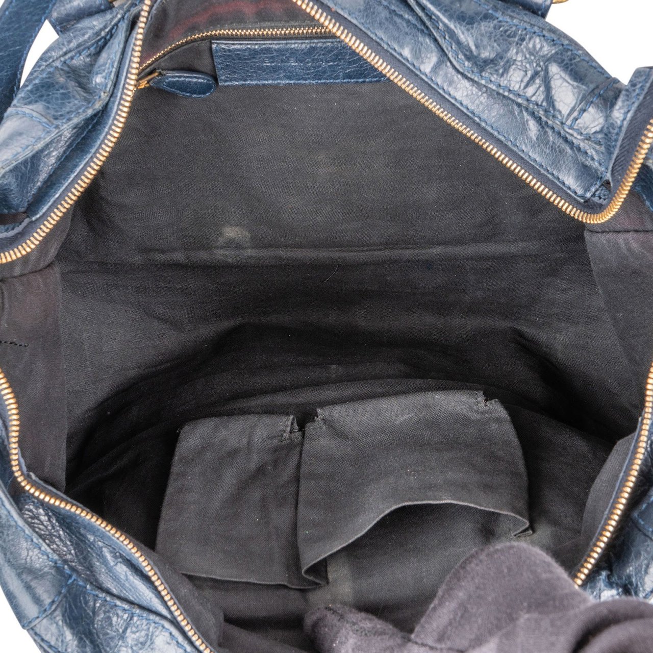 Balenciaga Blue Leather City Handbag Navy