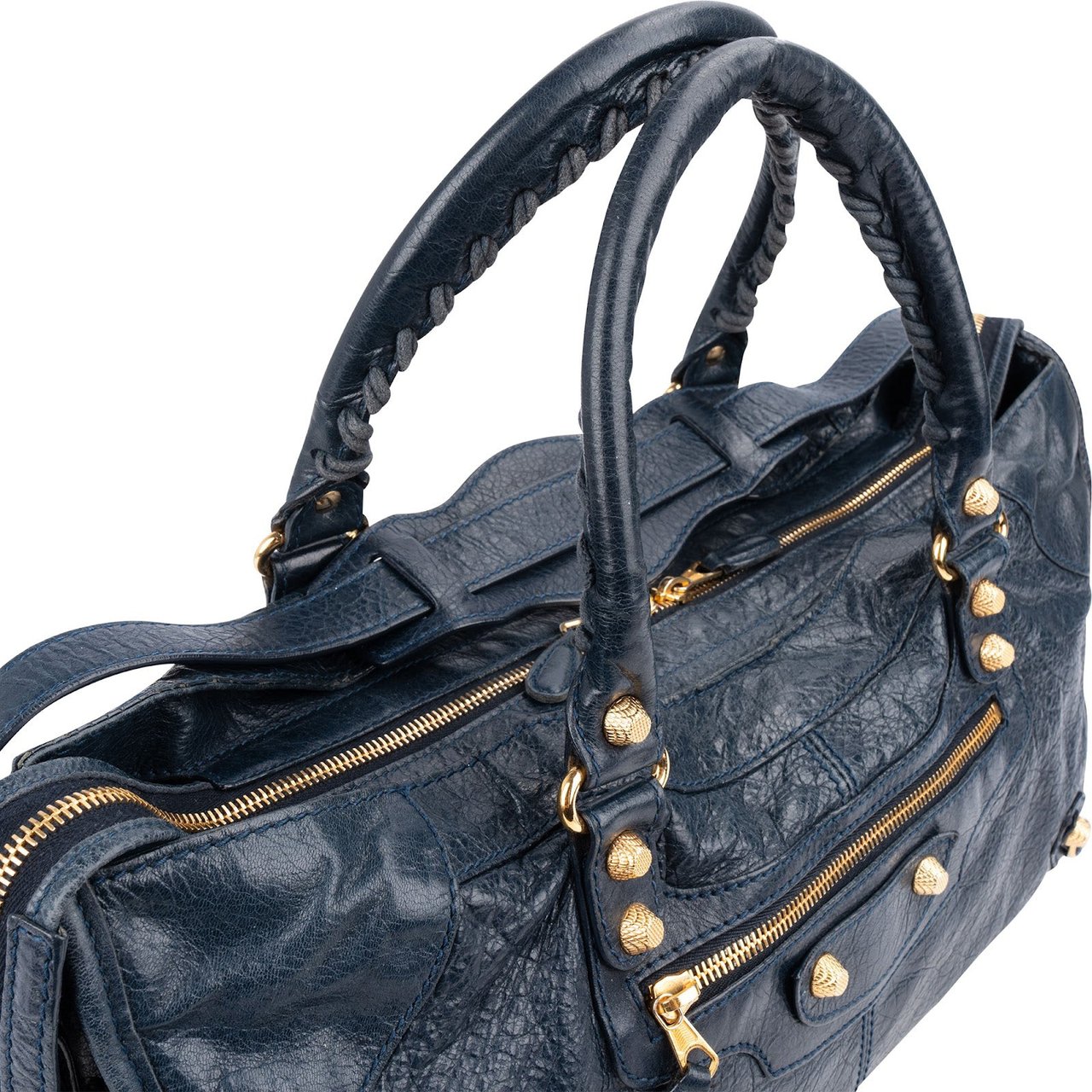 Balenciaga Blue Leather City Handbag Navy
