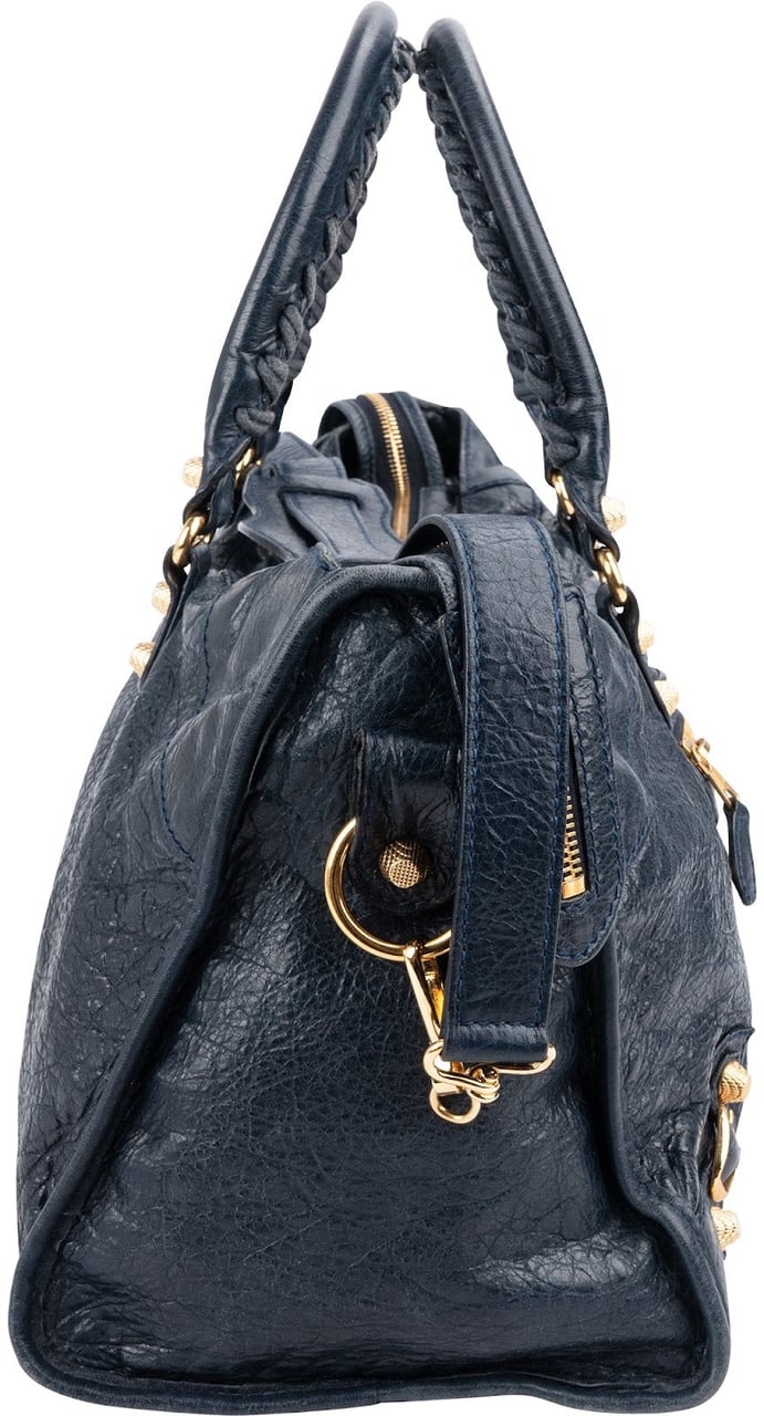 Balenciaga Blue Leather City Handbag Navy