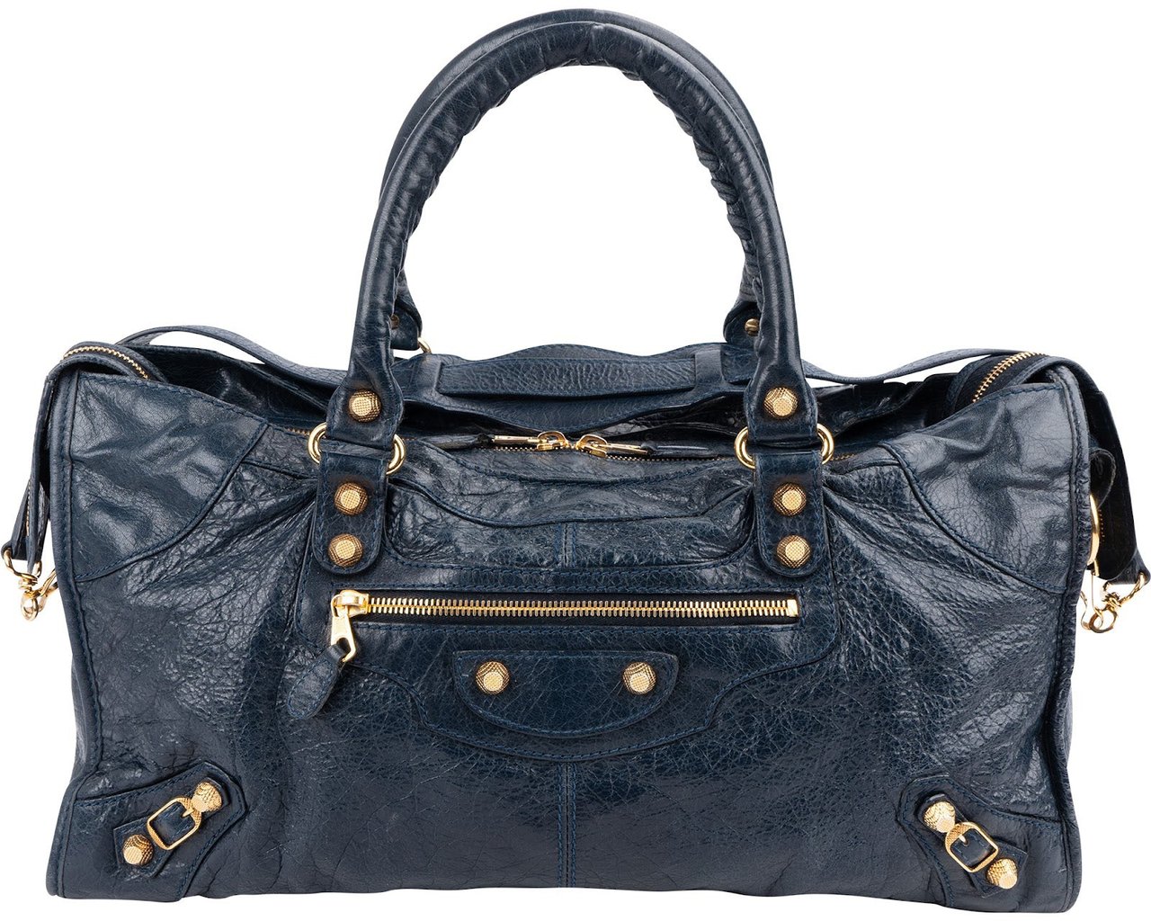 Balenciaga Blue Leather City Handbag Navy