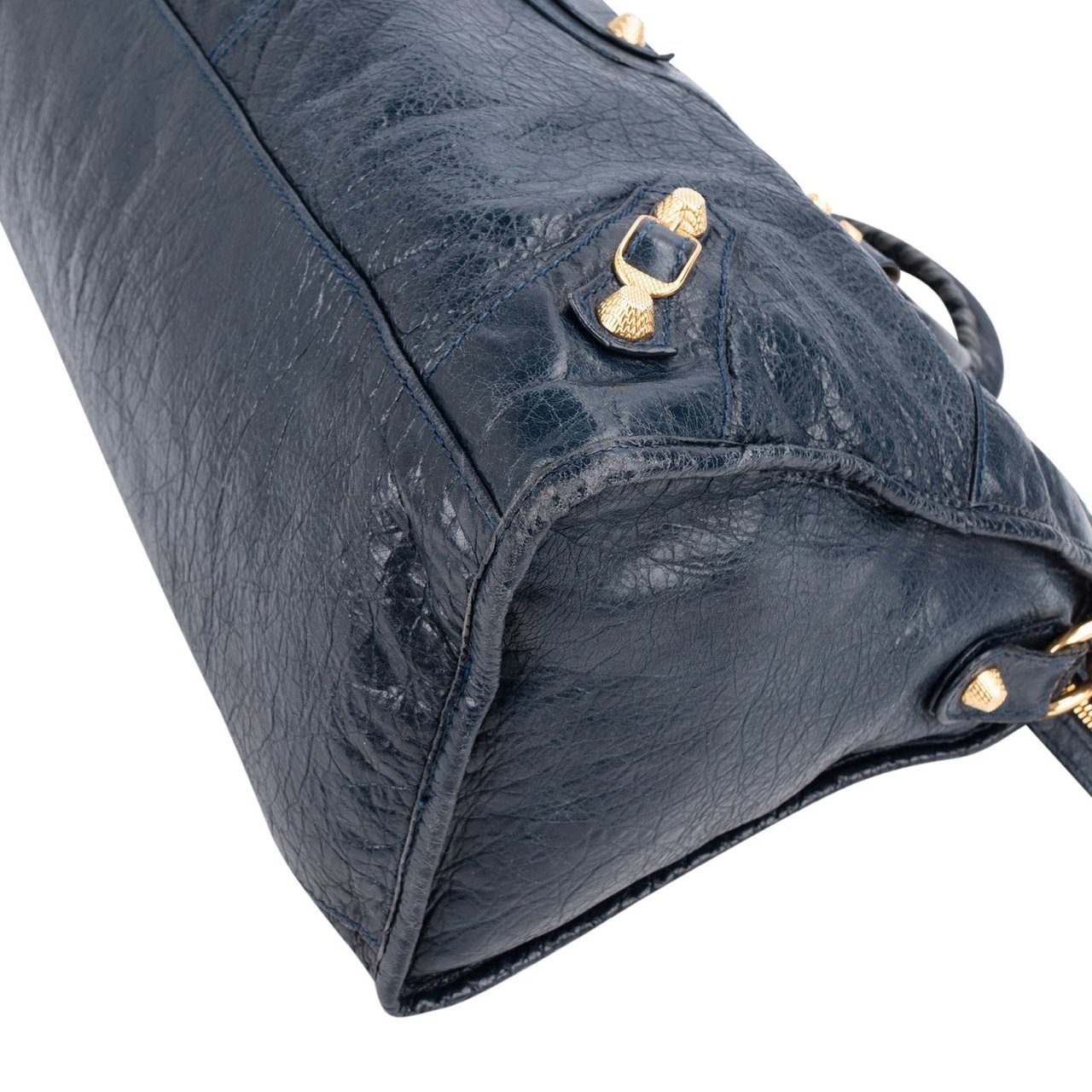 Balenciaga Blue Leather City Handbag Navy