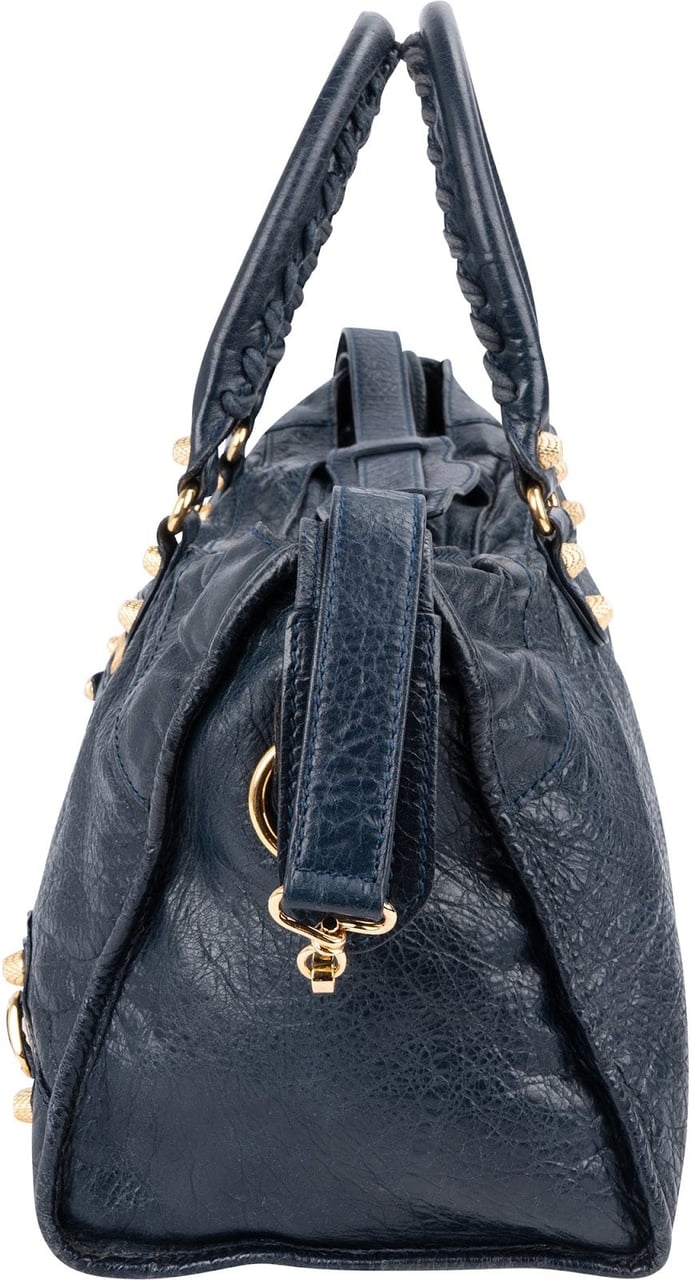 Balenciaga Blue Leather City Handbag Navy