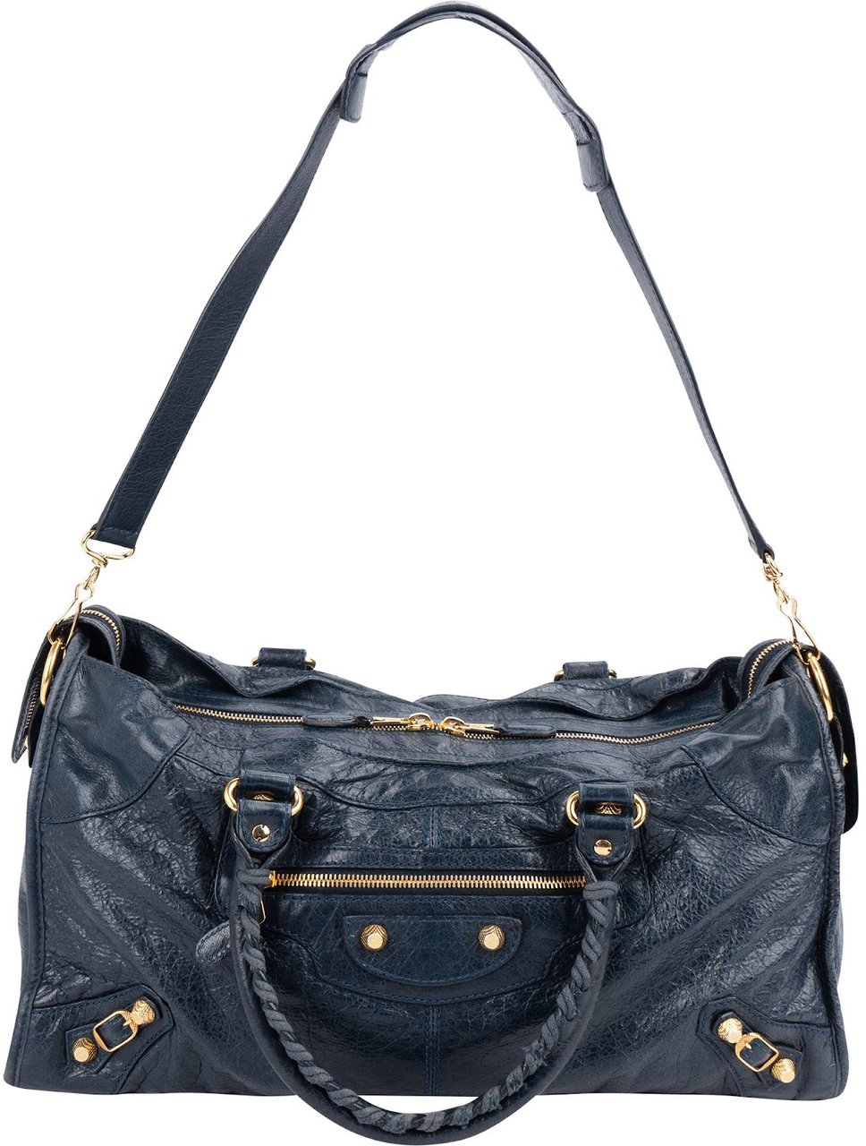 Balenciaga Blue Leather City Handbag Navy