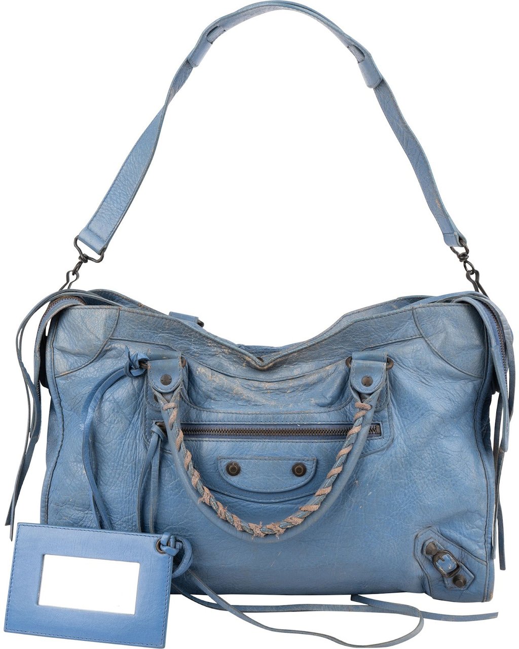 Balenciaga Blue Leather Classic City Handbag Blauw