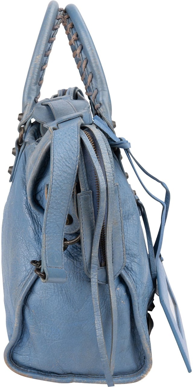 Balenciaga Blue Leather Classic City Handbag Blauw