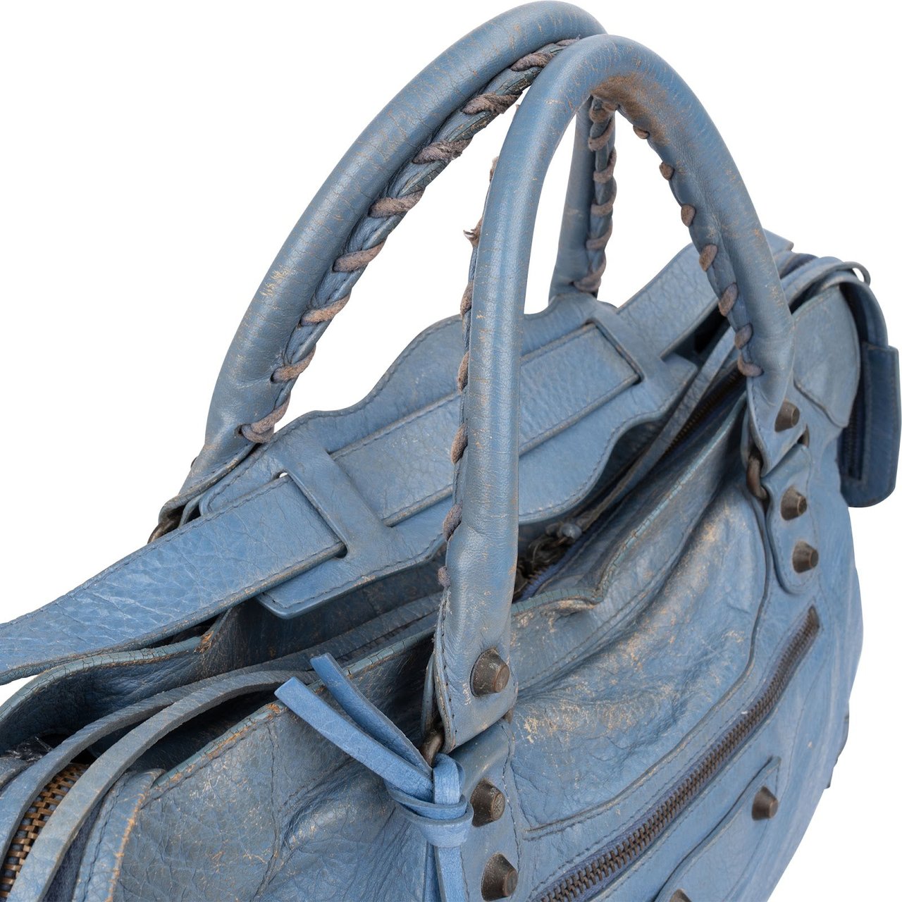 Balenciaga Blue Leather Classic City Handbag Blauw