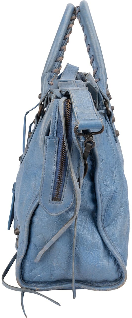 Balenciaga Blue Leather Classic City Handbag Blauw