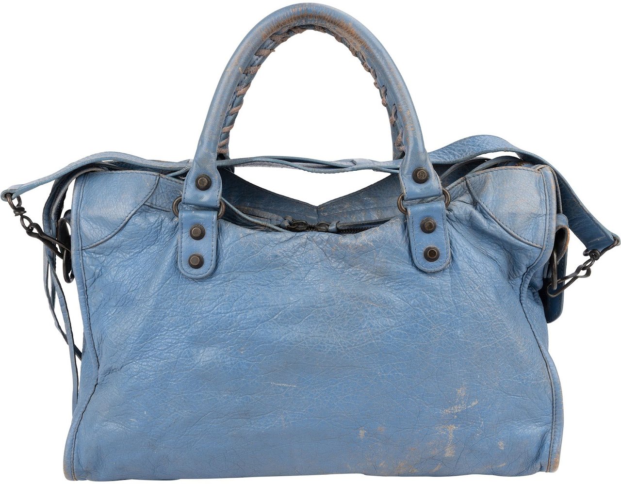 Balenciaga Blue Leather Classic City Handbag Blauw