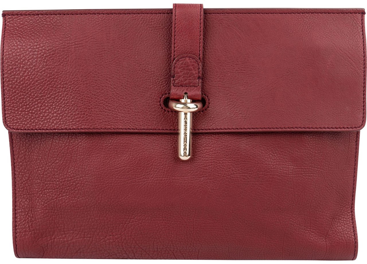 Balenciaga Pebbled Leather Toggle Clutch Rood