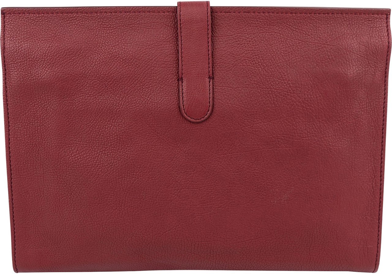 Balenciaga Pebbled Leather Toggle Clutch Rood