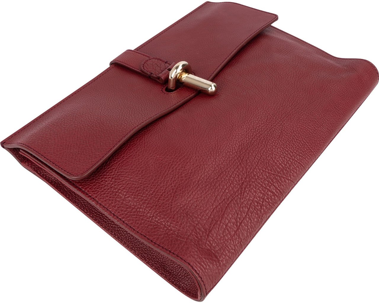 Balenciaga Pebbled Leather Toggle Clutch Rood