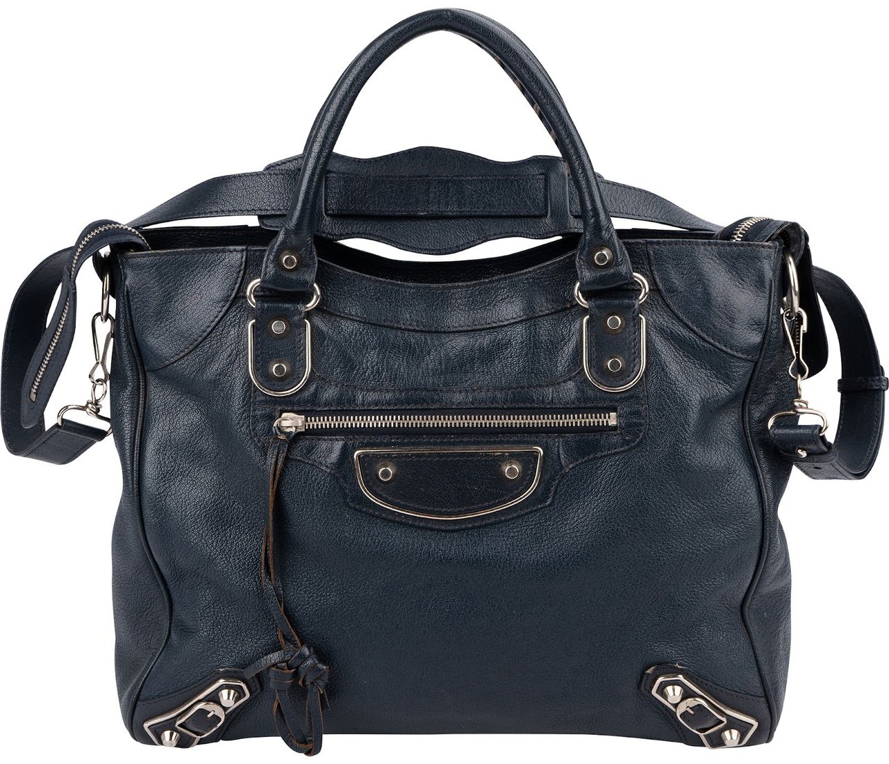 Balenciaga Blue  Leather Giant City Handbag Navy