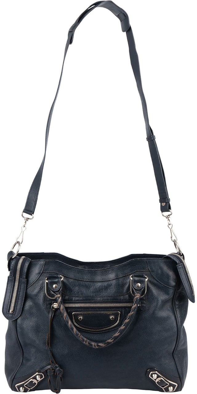 Balenciaga Blue  Leather Giant City Handbag Navy