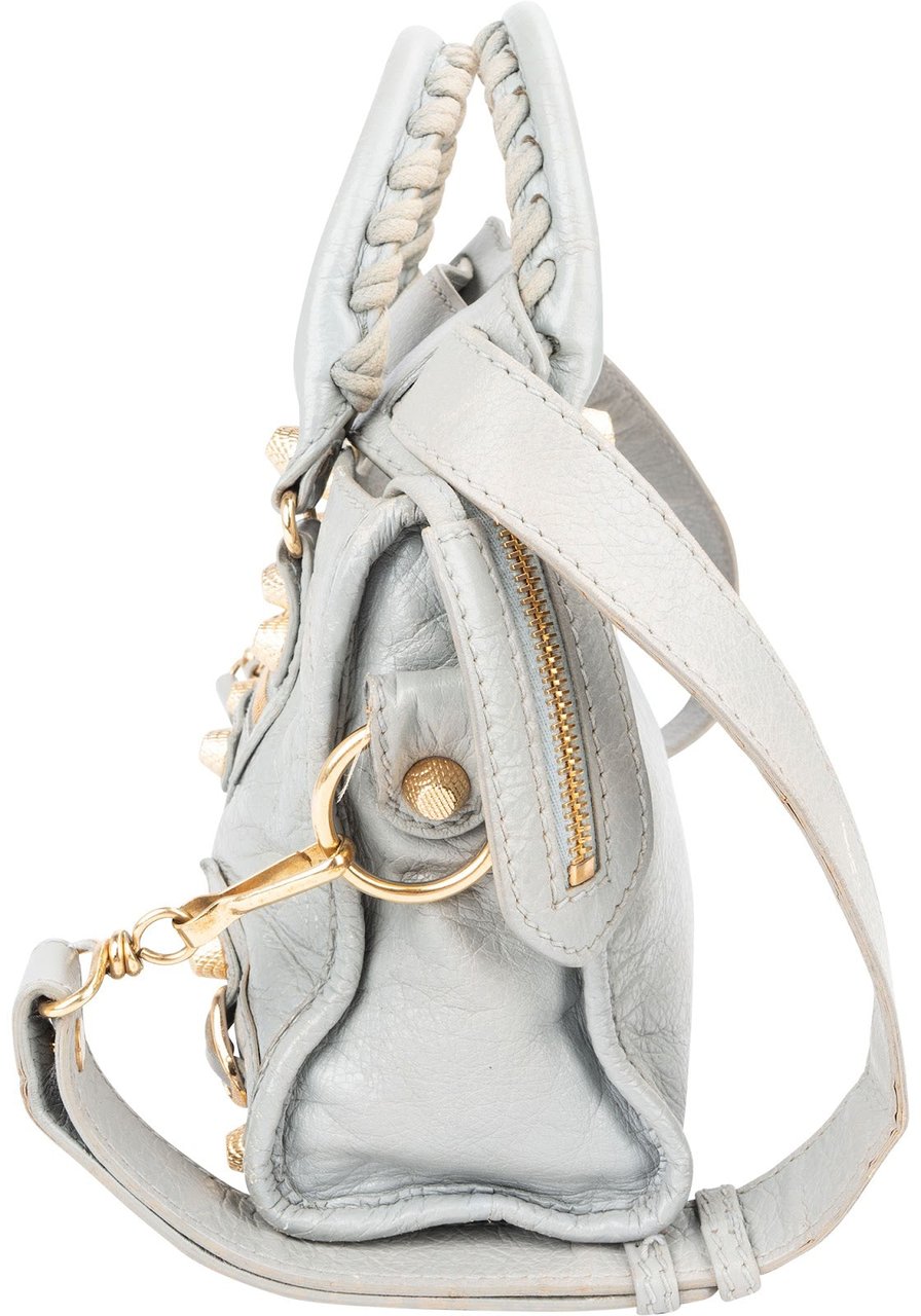 Balenciaga Blue Leather Mini City Handbag Lichtgrijs