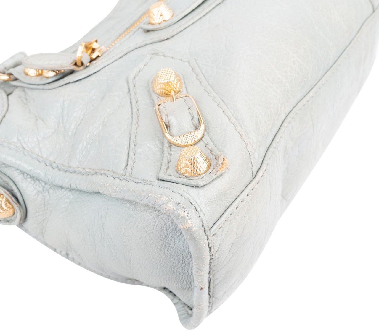 Balenciaga Blue Leather Mini City Handbag Lichtgrijs