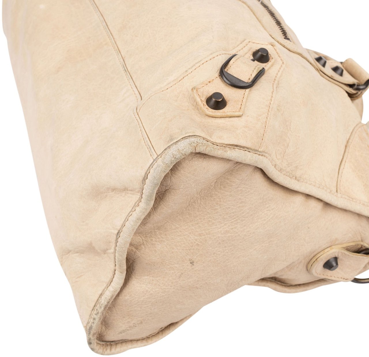 Balenciaga Leather Twiggy City Handbag Beige