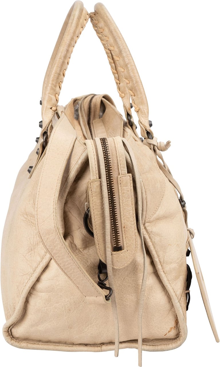 Balenciaga Leather Twiggy City Handbag Beige