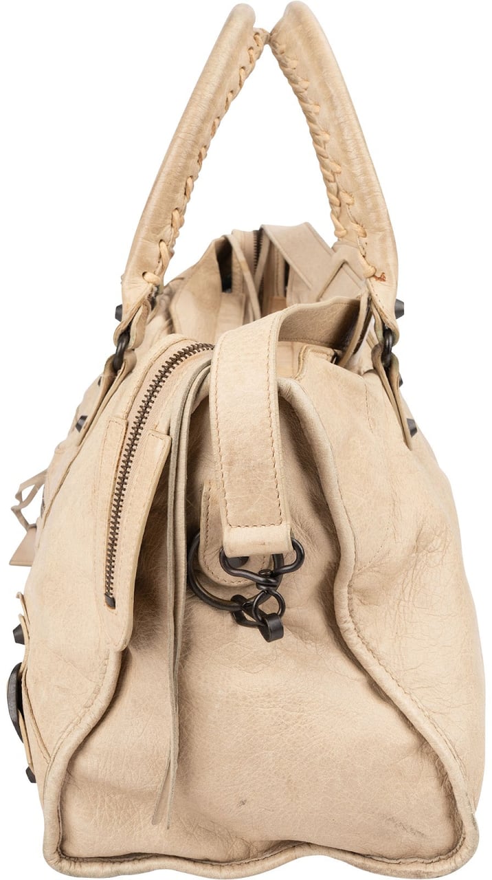 Balenciaga Leather Twiggy City Handbag Beige