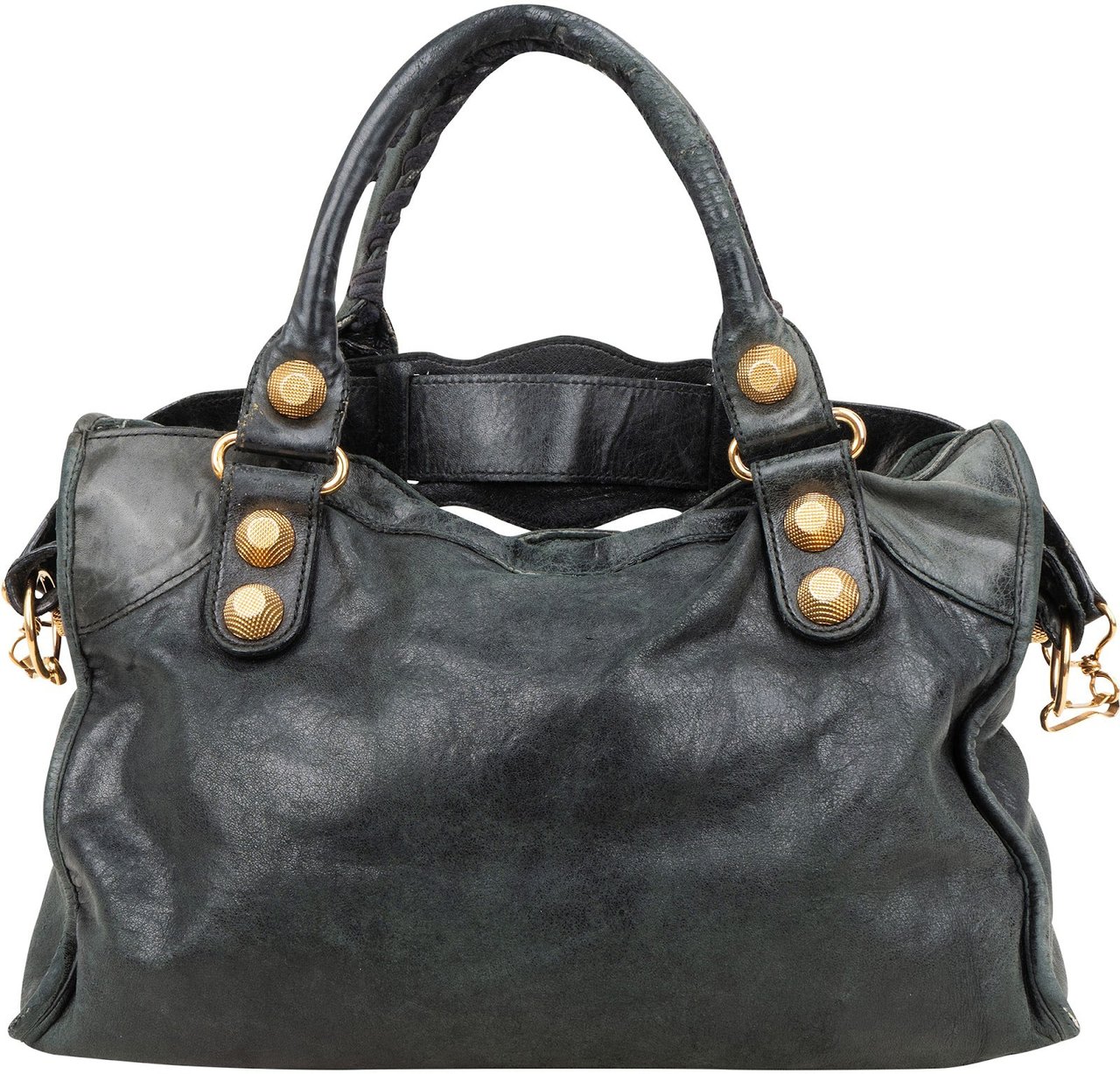 Balenciaga Dark Green Leather City Handbag Donkergroen