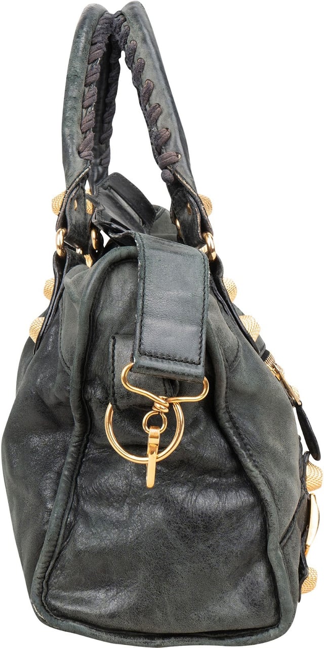 Balenciaga Dark Green Leather City Handbag Donkergroen