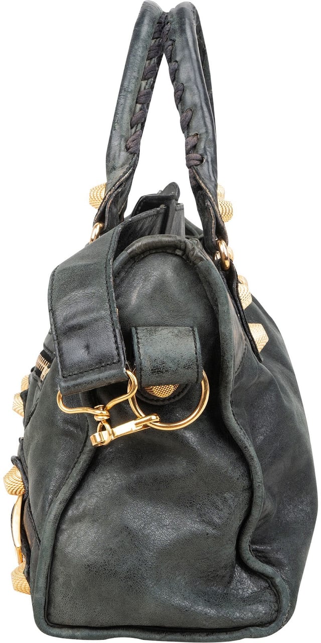 Balenciaga Dark Green Leather City Handbag Donkergroen
