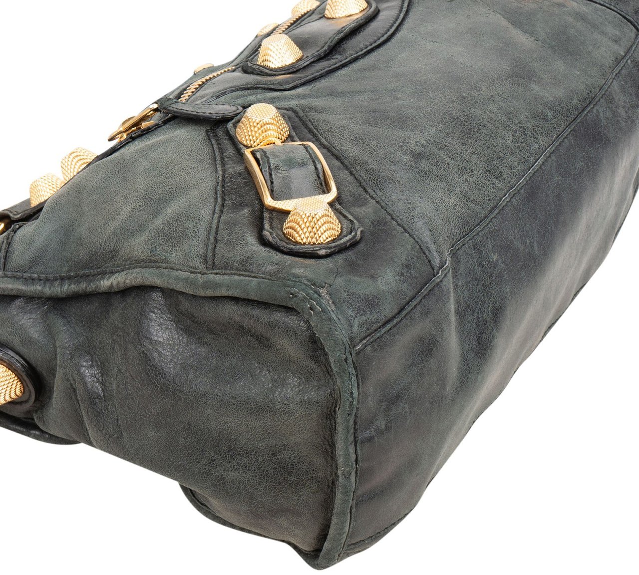 Balenciaga Dark Green Leather City Handbag Donkergroen