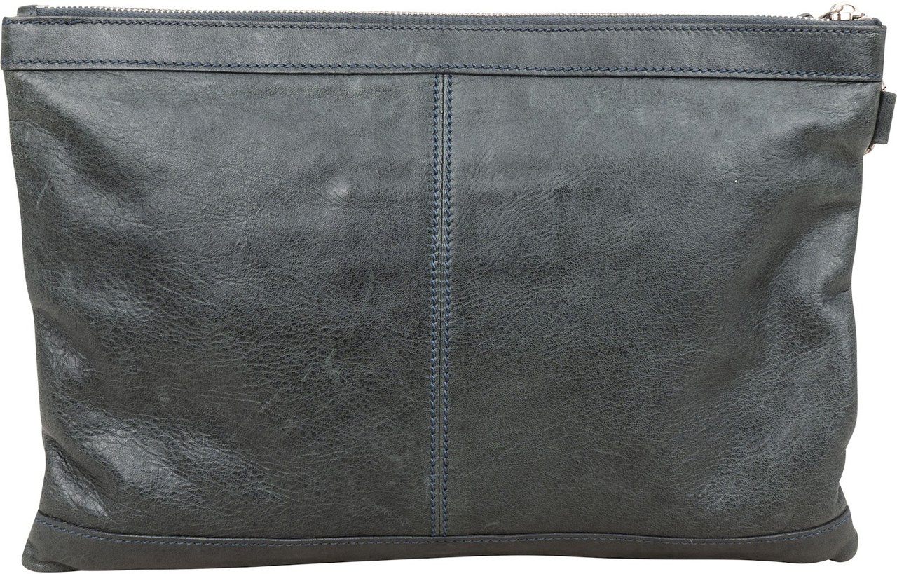 Balenciaga Dark Green Arena Leather City Pochette Clutch Divers