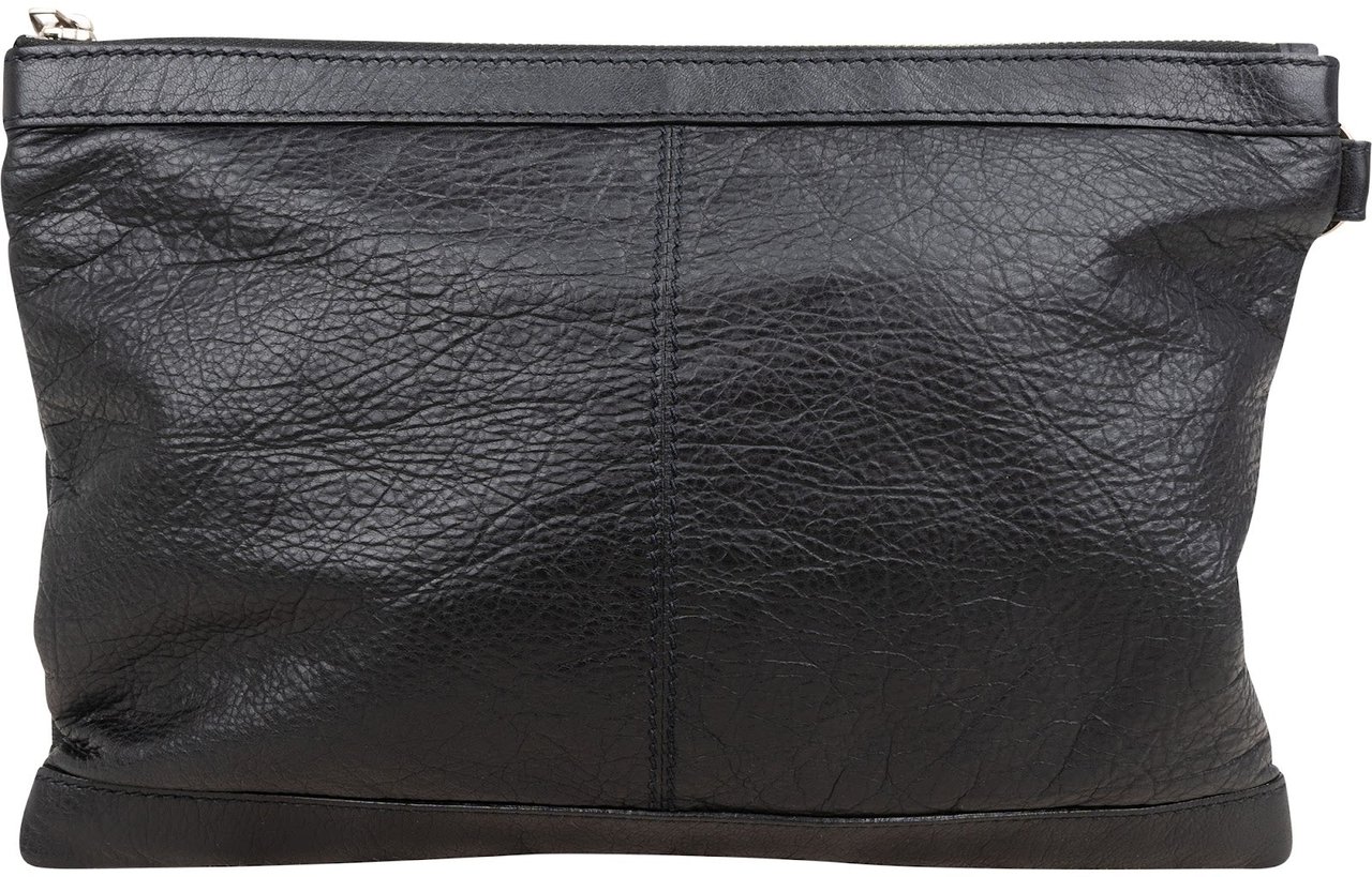 Balenciaga Black Arena Leather City Pochette Clutch Zwart