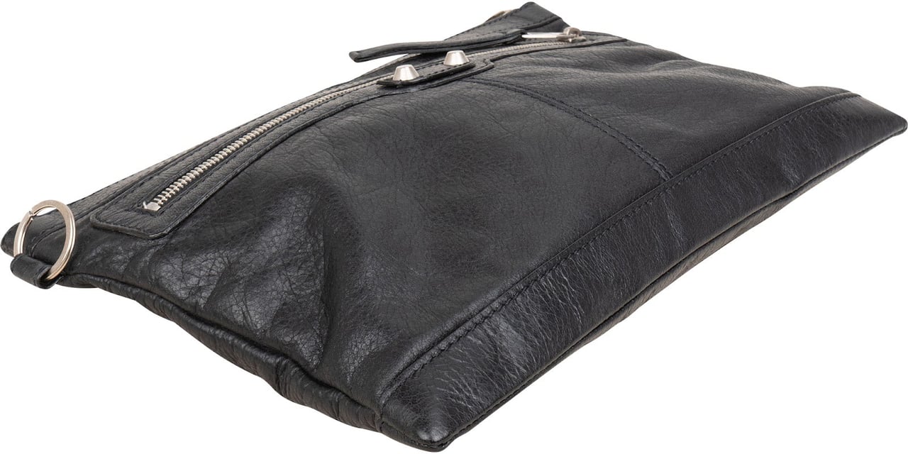 Balenciaga Black Arena Leather City Pochette Clutch Zwart