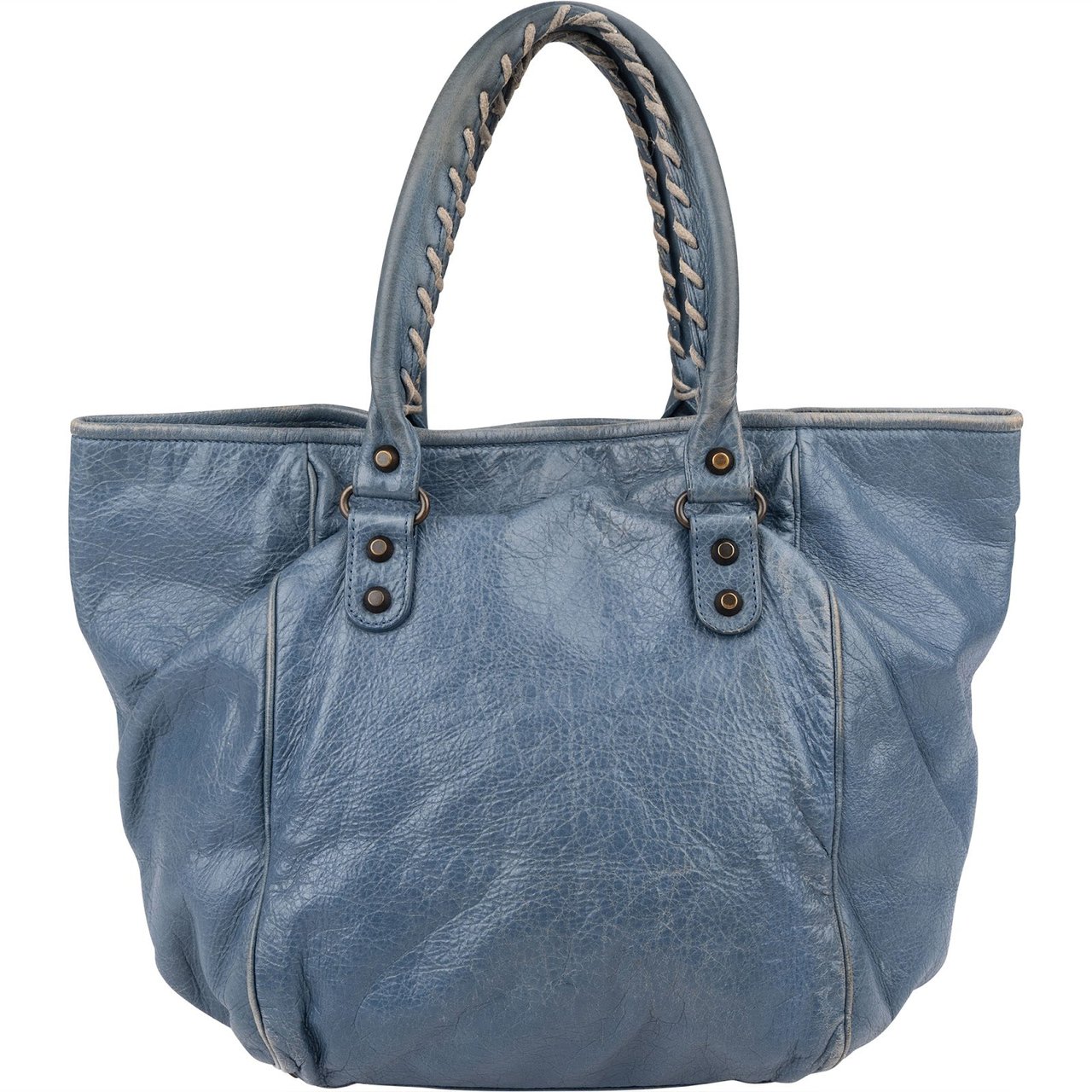 Balenciaga Blue Leather The Work City Tote Shoulder Bag Blauw