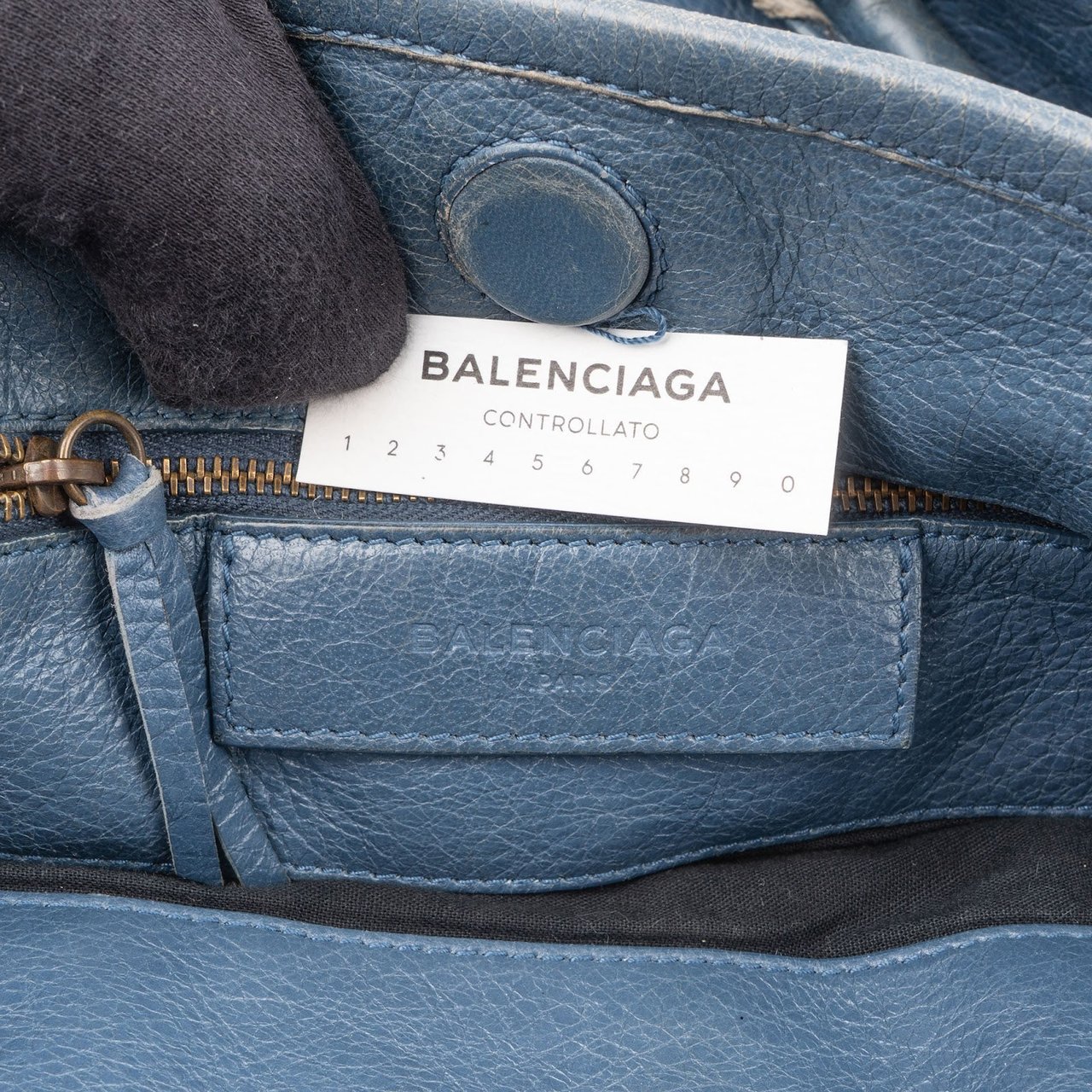 Balenciaga Blue Leather The Work City Tote Shoulder Bag Blauw
