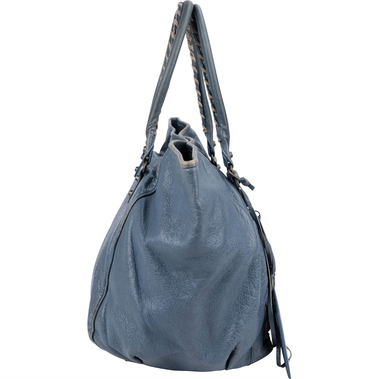 Balenciaga Blue Leather The Work City Tote Shoulder Bag Blauw
