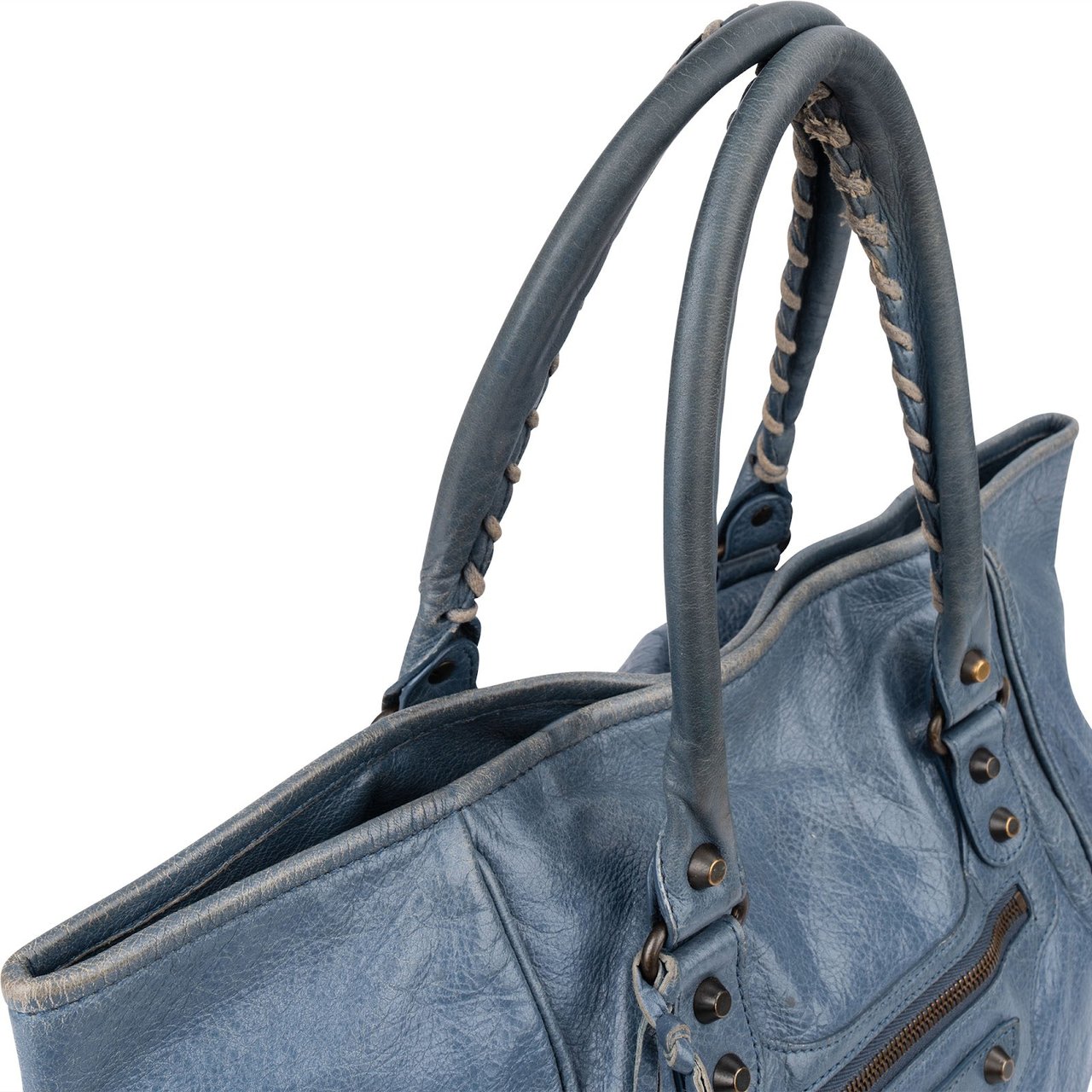 Balenciaga Blue Leather The Work City Tote Shoulder Bag Blauw