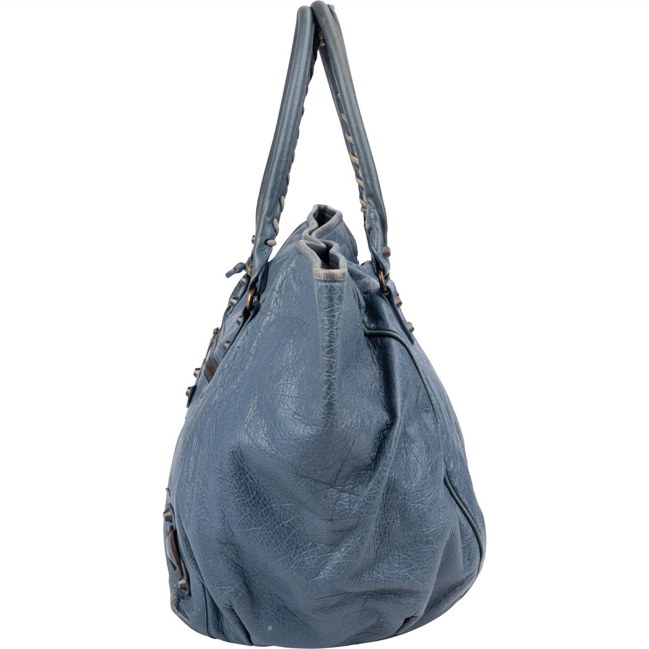Balenciaga Blue Leather The Work City Tote Shoulder Bag Blauw