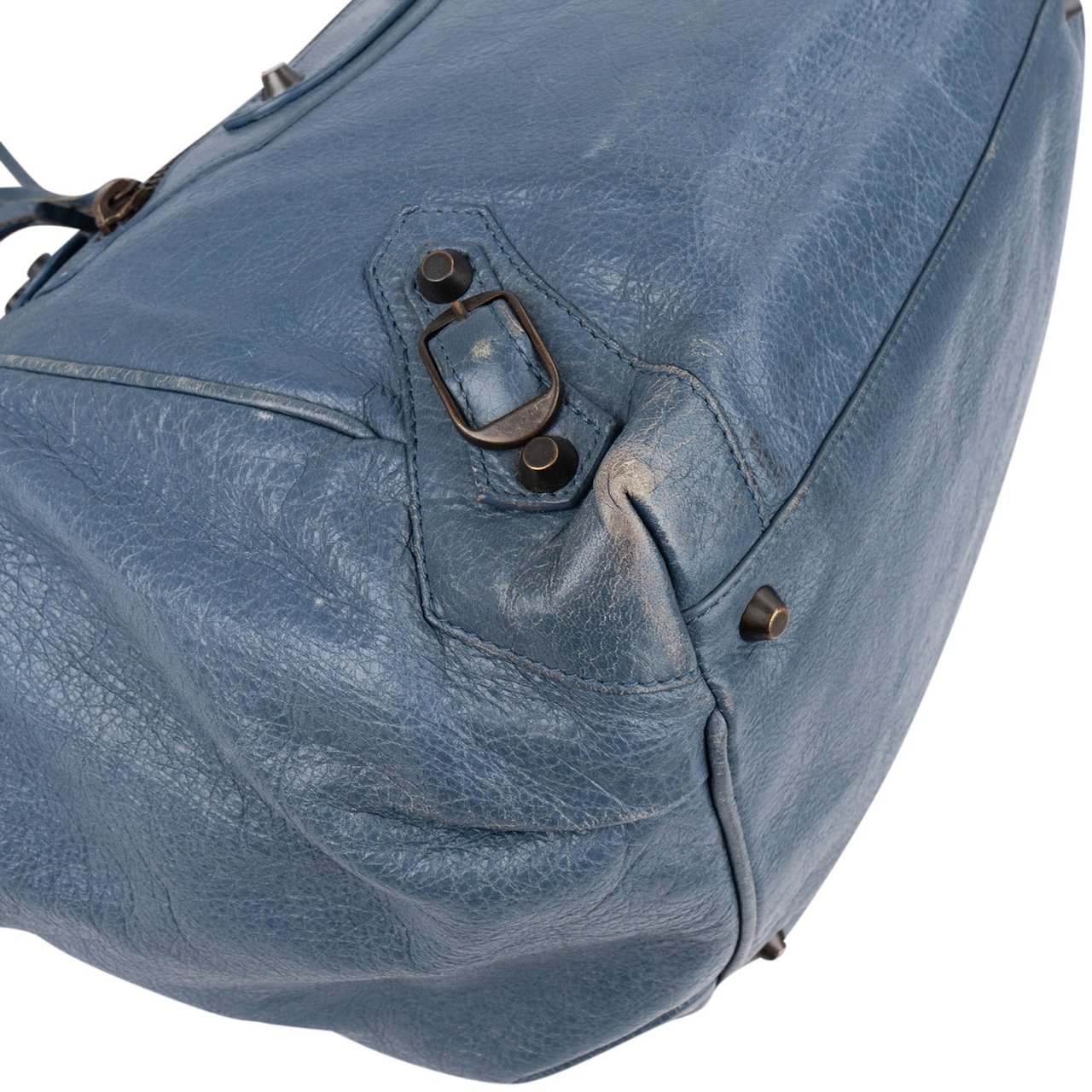 Balenciaga Blue Leather The Work City Tote Shoulder Bag Blauw