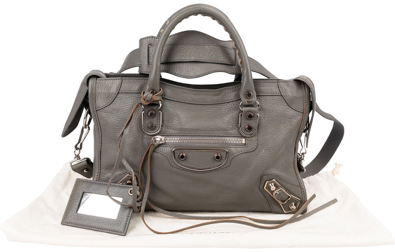 Balenciaga Classic Grey Leather City Handbag Divers