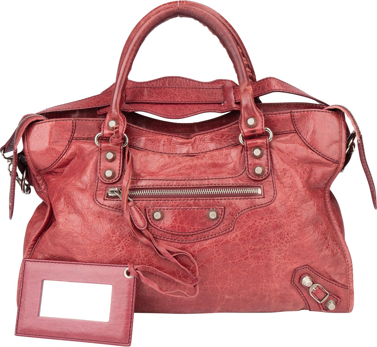 Balenciaga Balenciaga Red Leather City Handbag Rood