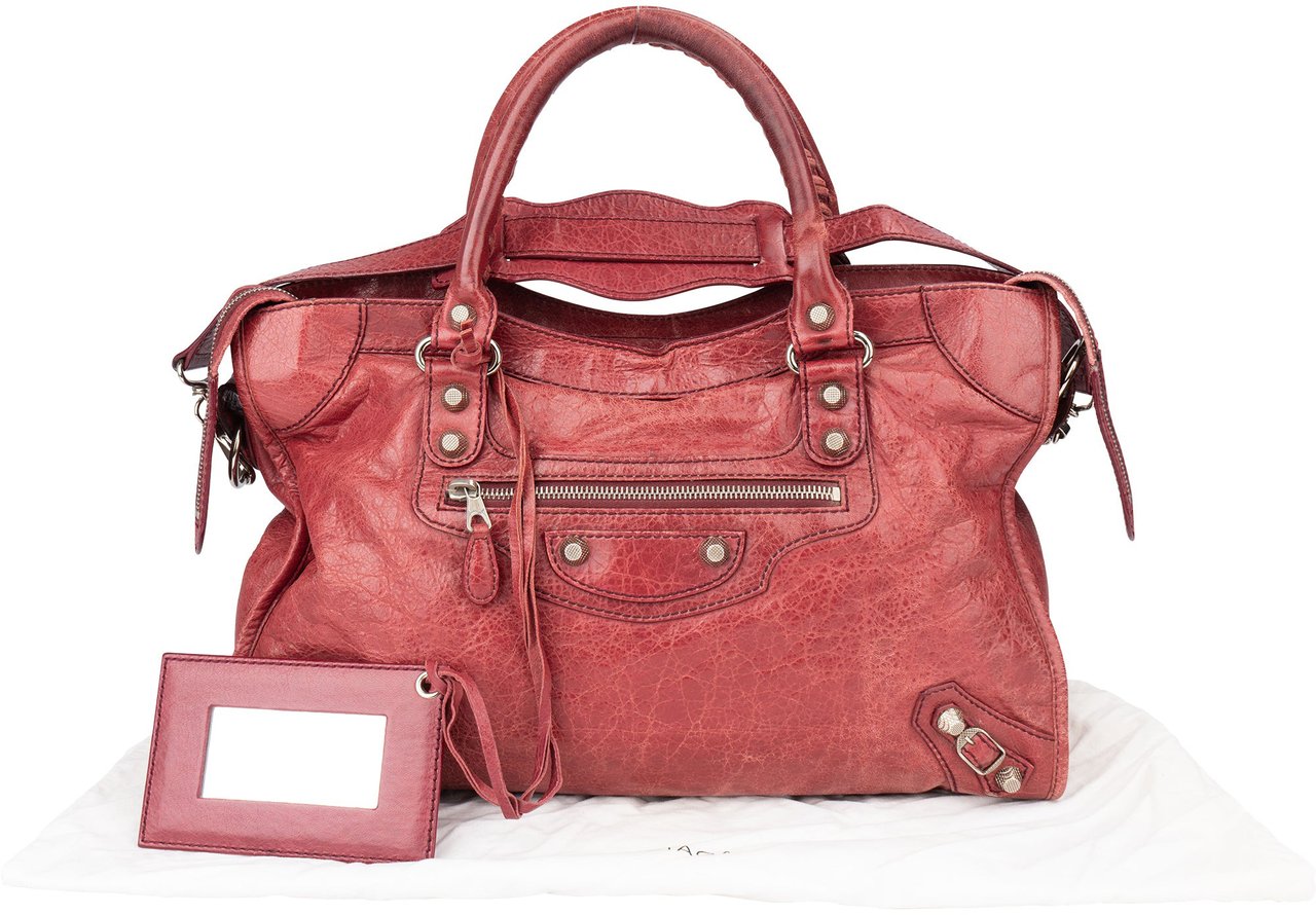 Balenciaga Balenciaga Red Leather City Handbag Rood