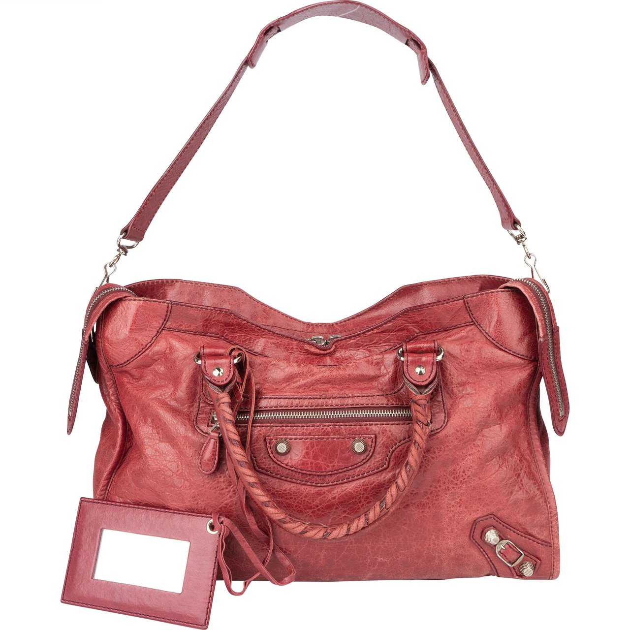 Balenciaga Balenciaga Red Leather City Handbag Rood